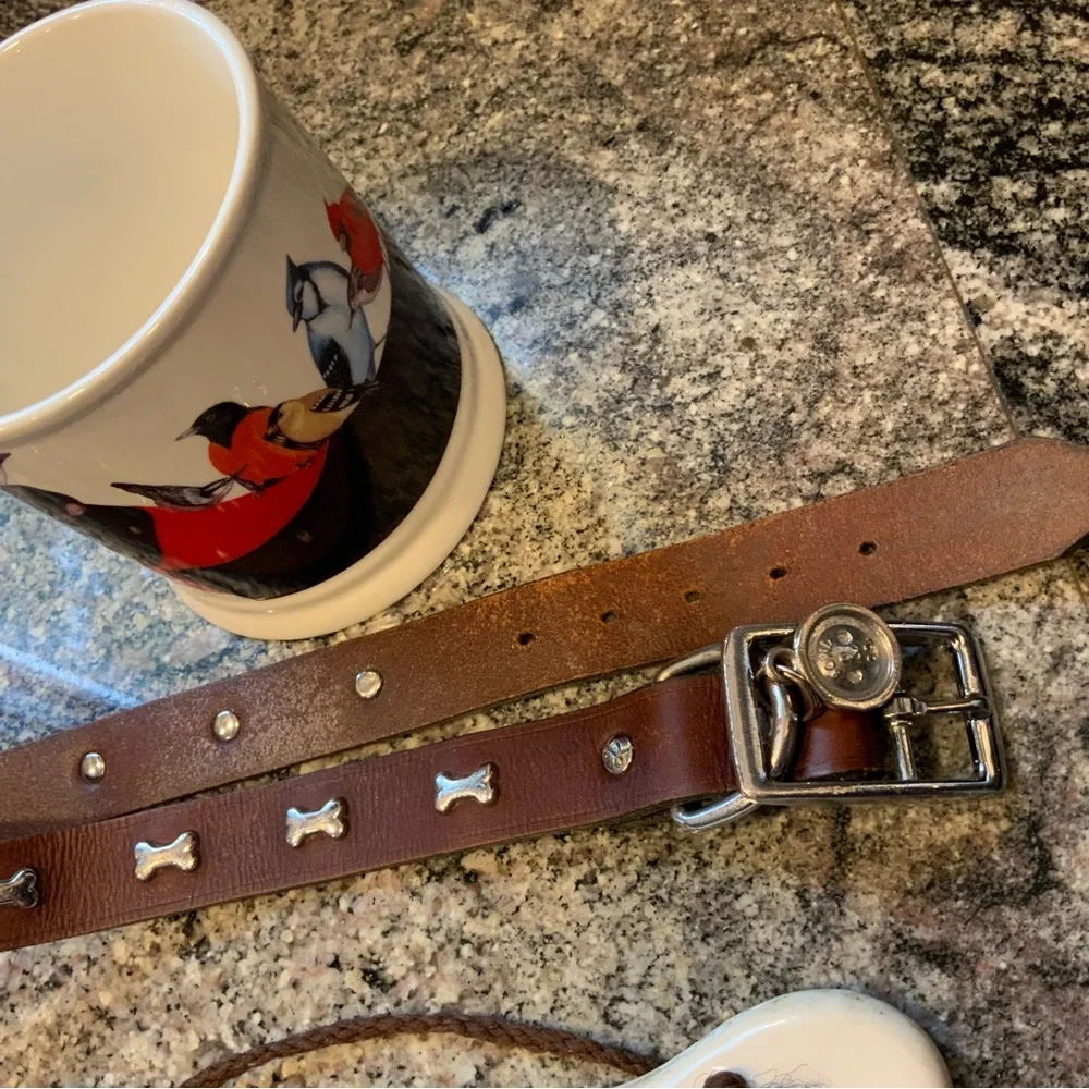 Chocolate Labrador Bundle Wendy Russell Mug, XL leather collar &home accent sign